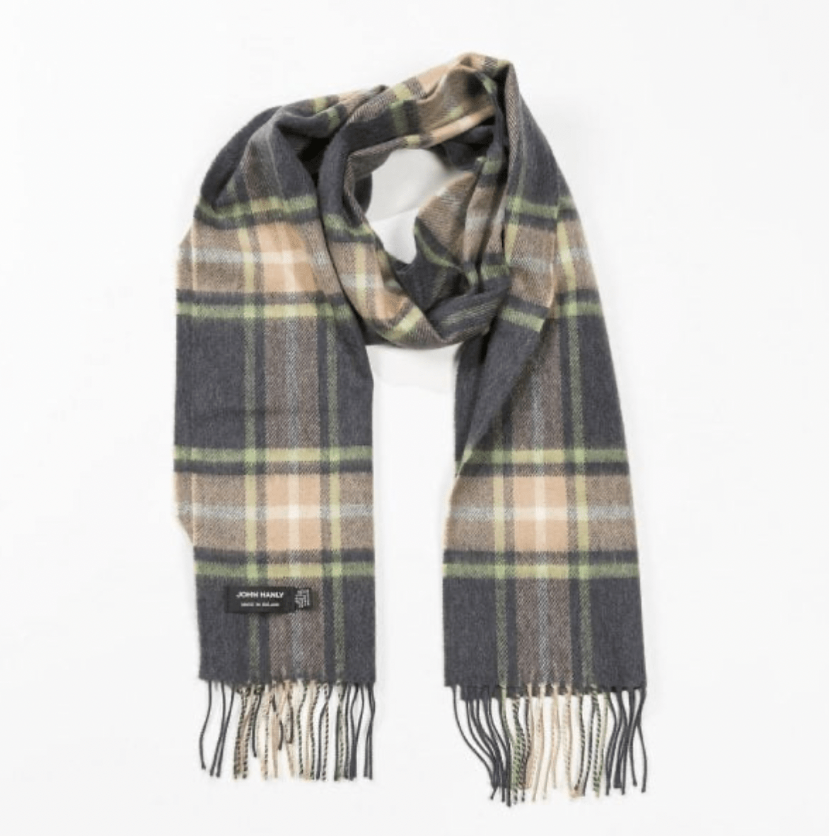 Merino Wollen Sjaal | grijs, beige, lichtgroen - Colorie the Hague