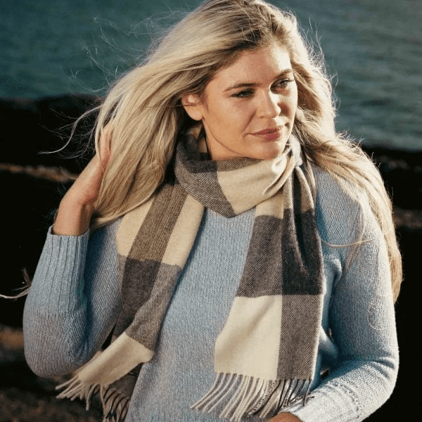 Merino Wollen Sjaal Mos Beige Grijs - Colorie