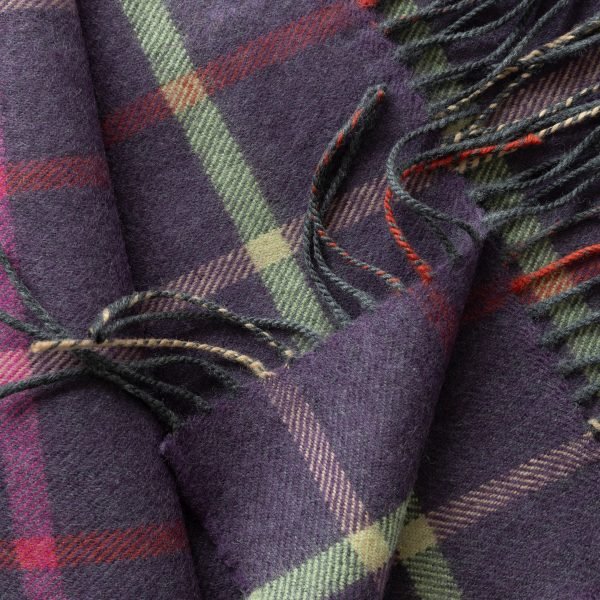 Merino Wollen Sjaal | Paars Roze Geruit - Colorie the Hague