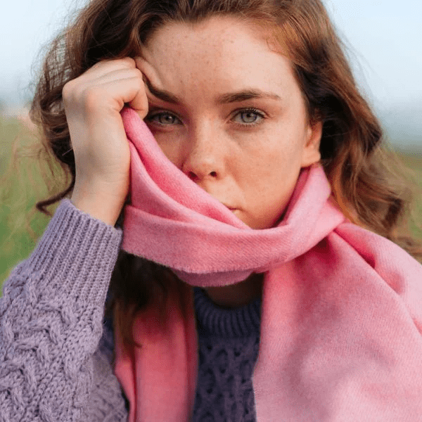 Merino Wollen Sjaal | Roze - Colorie the Hague