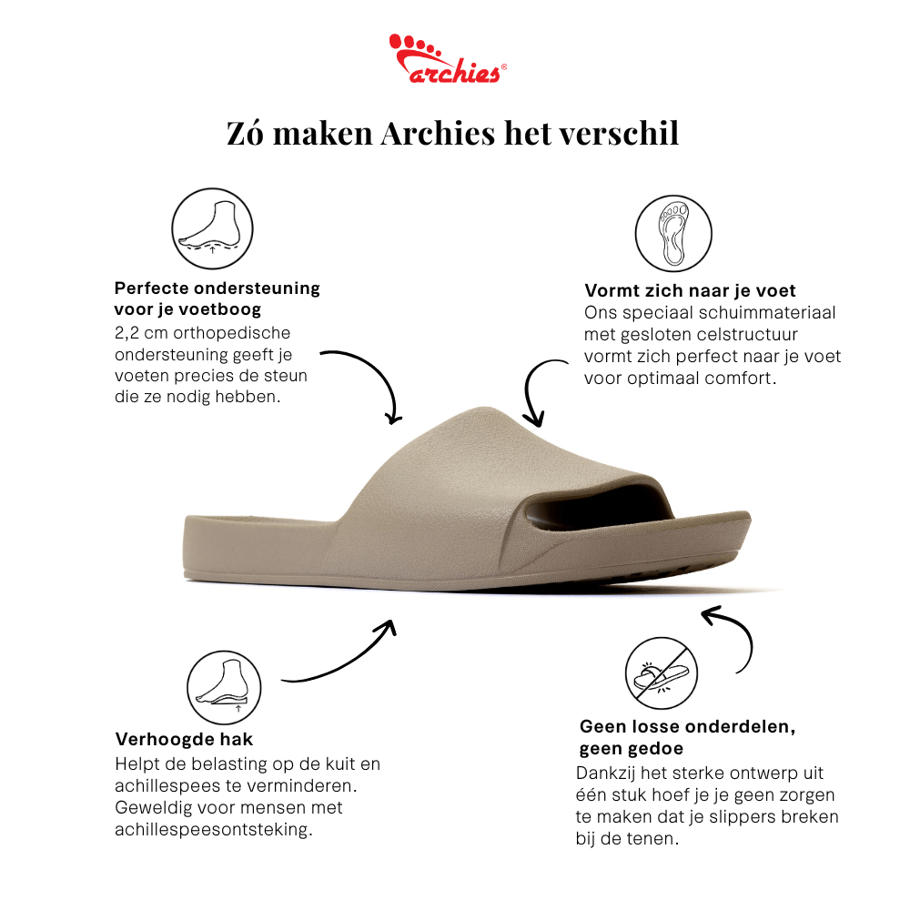 Slide Slippers Met Voetbed | Taupe - Colorie the Hague
