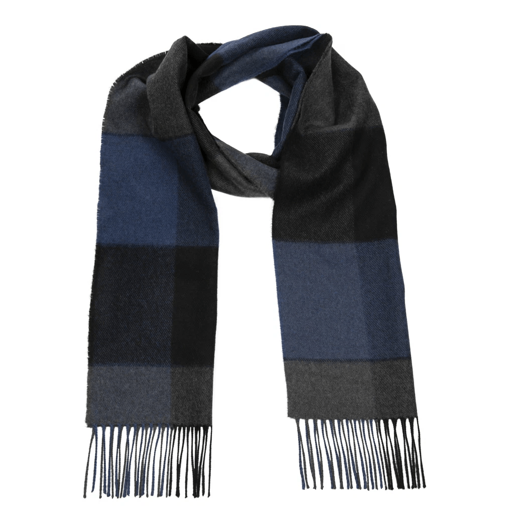 Merino Wollen Sjaal Black Grey Check