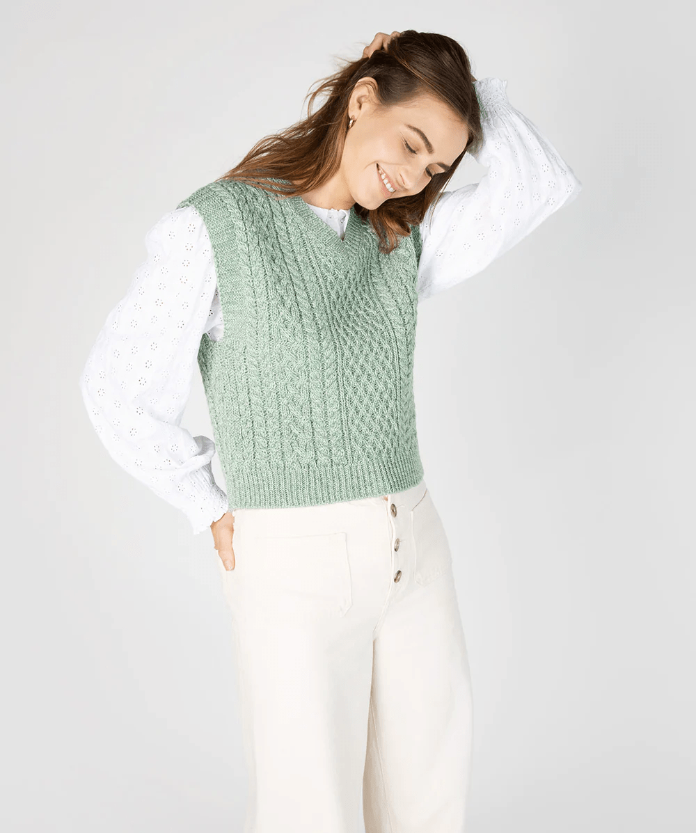 Pansy V-Neck Aran Vest - Colorie