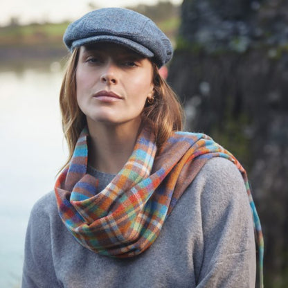 Merino Wollen Sjaal | Blauw Bruin Geruit