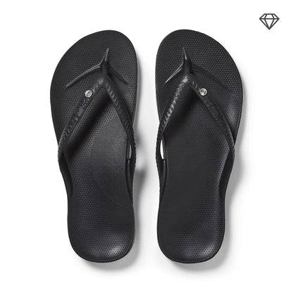 Slippers Met Voetbed | Zwart Met Steentje