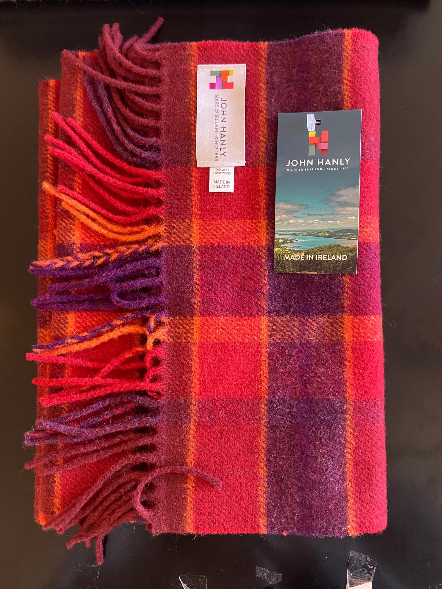 Merino Wool Scarf Blue Pink Green