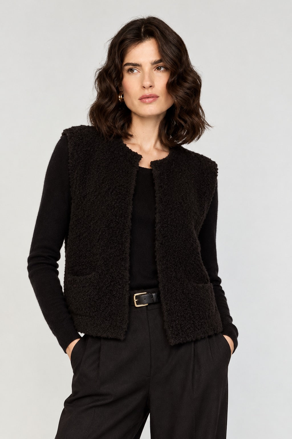 Bellamy Gallery | |Wollen Dames Gilet | Arisbe | Coffee Bean Solid
