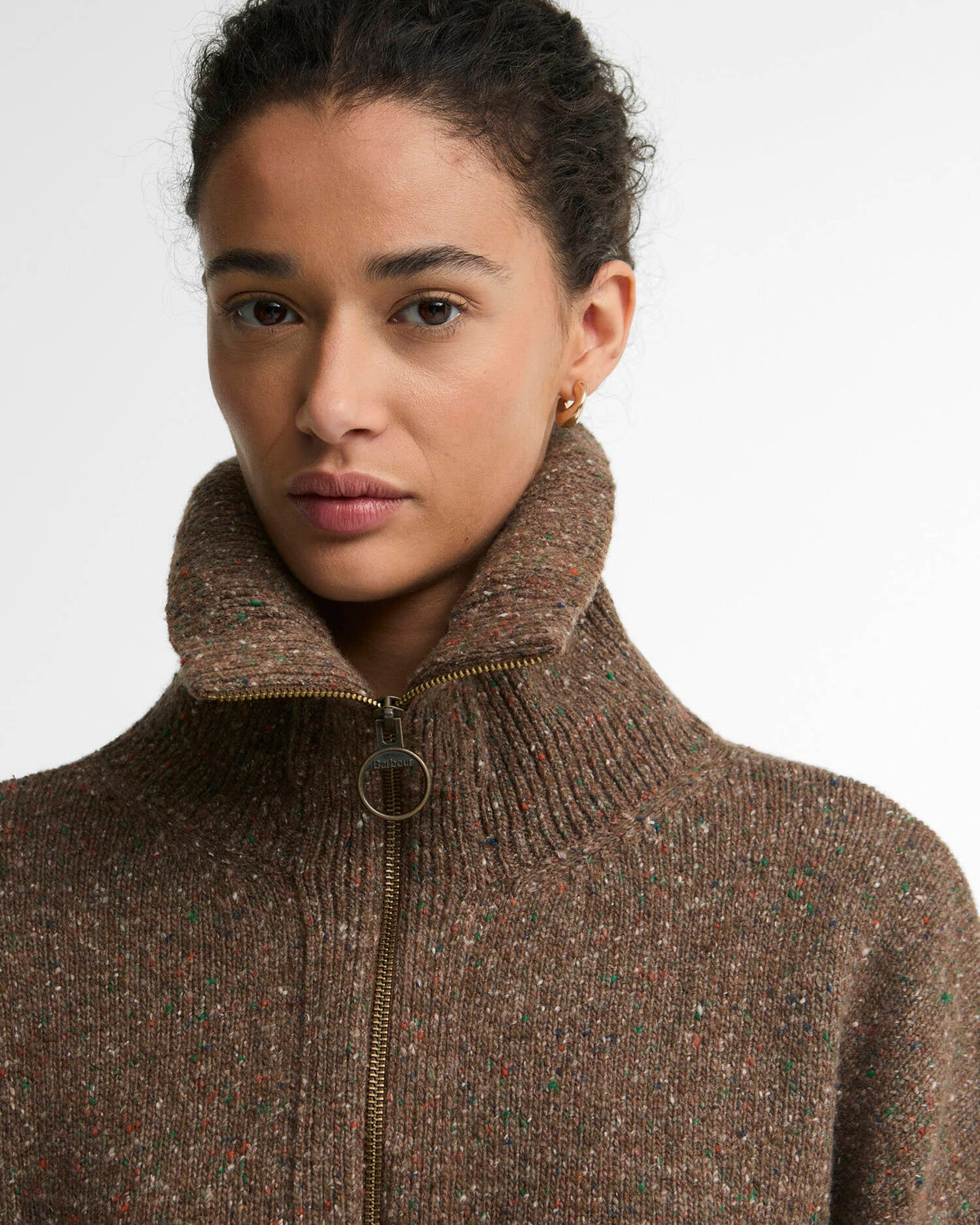 Barbour Dames | Lavensdale Quarter Zip Jumper | Deep Camel - Colorie the Hague
