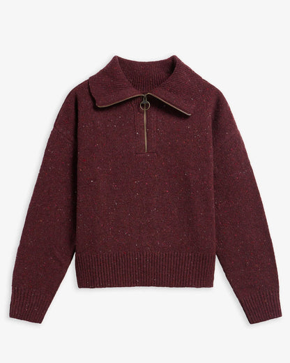 Barbour Dames | Lavensdale Quarter Zip Jumper | Fig - Colorie the Hague