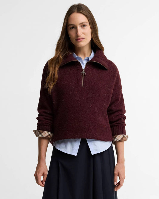 Barbour Dames | Lavensdale Quarter Zip Jumper | Fig - Colorie the Hague