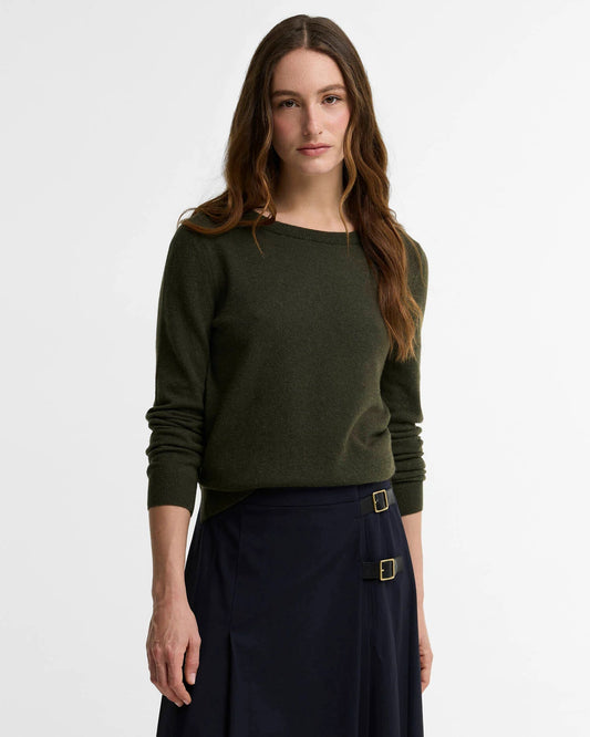 Barbour Dames | Pendle Crew Neck Jumper | Olive - Colorie the Hague