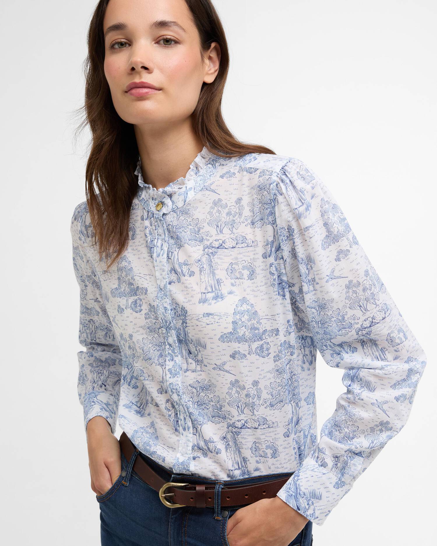 Katoenen Blouse | Hoge Kraag - Colorie the Hague