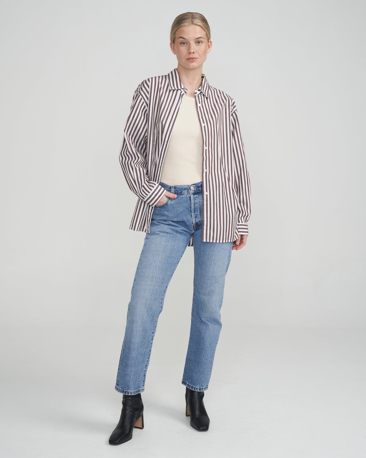 Katoenen Oversized Blouse | Amalia Chcolat - Colorie