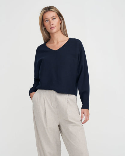 Katoenen V Hals Trui | Barbro - Colorie