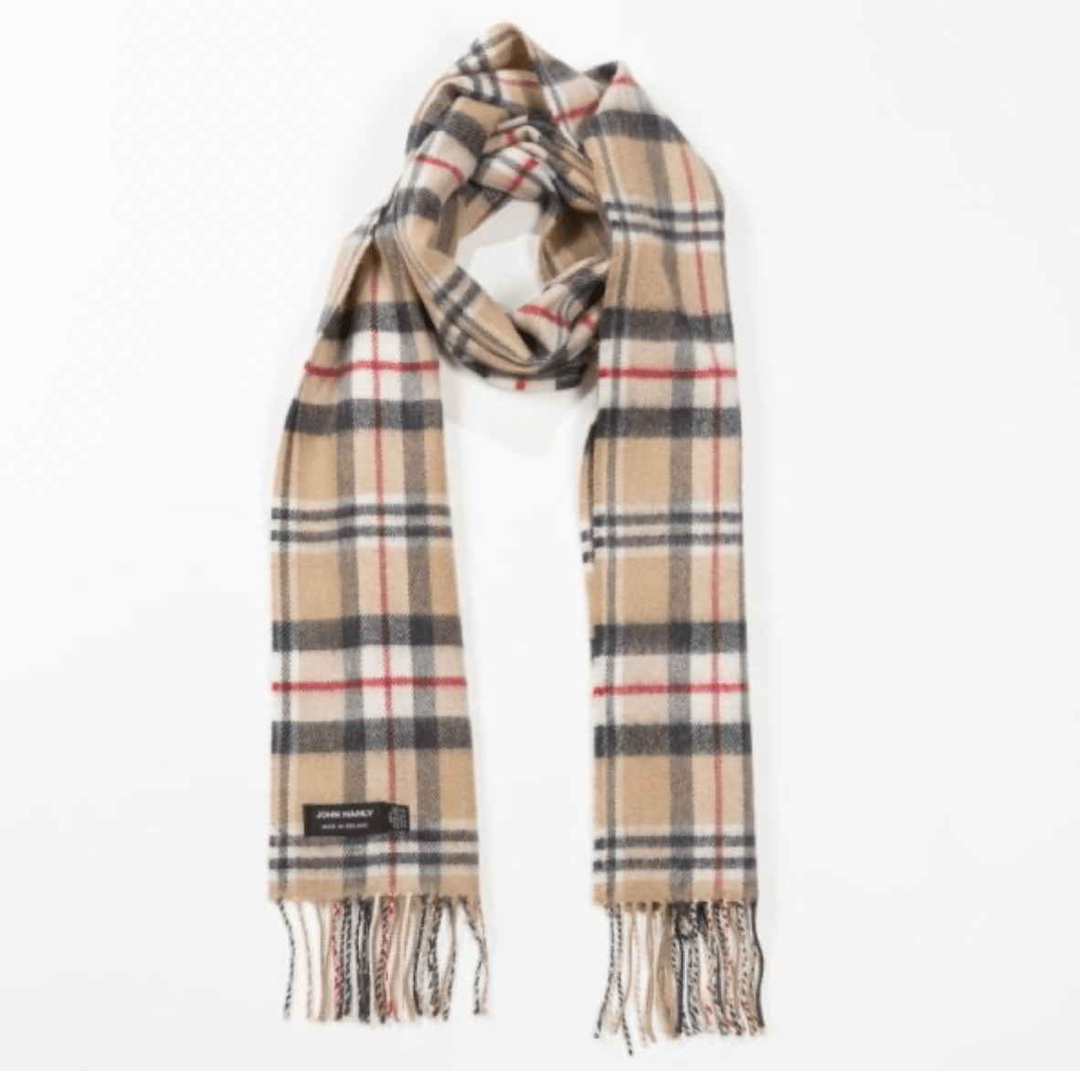 Merino Wollen Sjaal beige geruit - Colorie the Hague