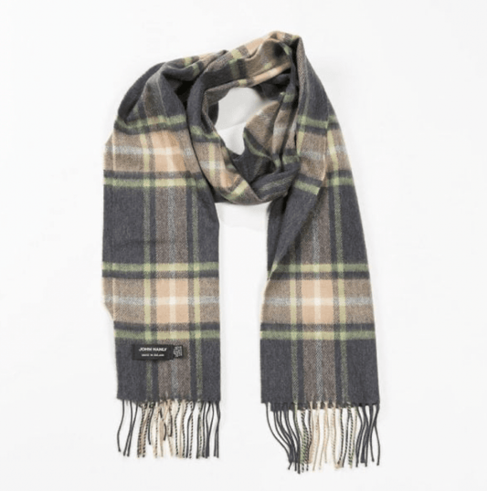 Merino Wollen Sjaal | grijs, beige, lichtgroen - Colorie the Hague