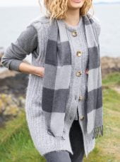 Merino Wollen Sjaal | Grijs Geblokt - Colorie the Hague