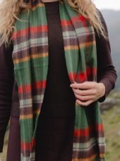 Merino Wollen Sjaal | Groen Oranje Geruit - Colorie the Hague