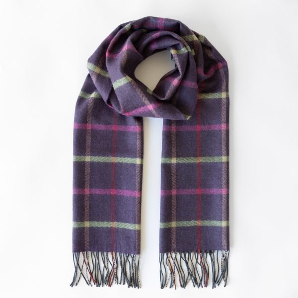 Merino Wollen Sjaal | Paars Roze Geruit - Colorie the Hague