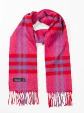 Merino Wollen Sjaal | Roze Paars Geblokt - Colorie the Hague