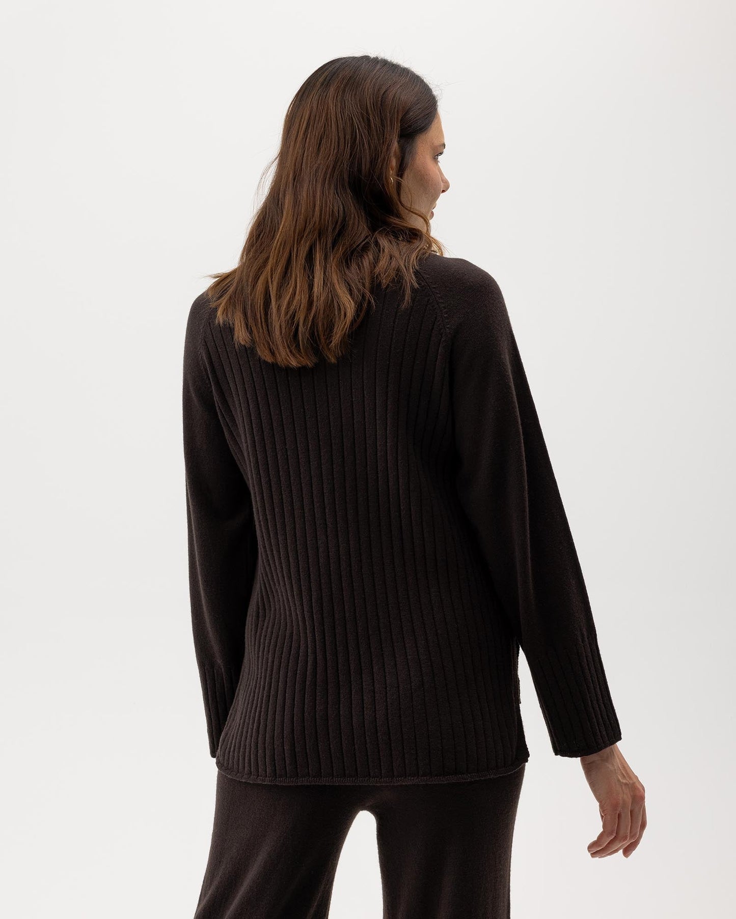 Merino Wollen Trui | Dark Chocolat - Colorie