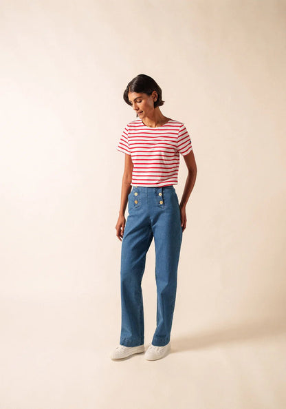 Saint James Dames Etrille | Bretonse Streep Shirt met Korte Mouw - Colorie the Hague