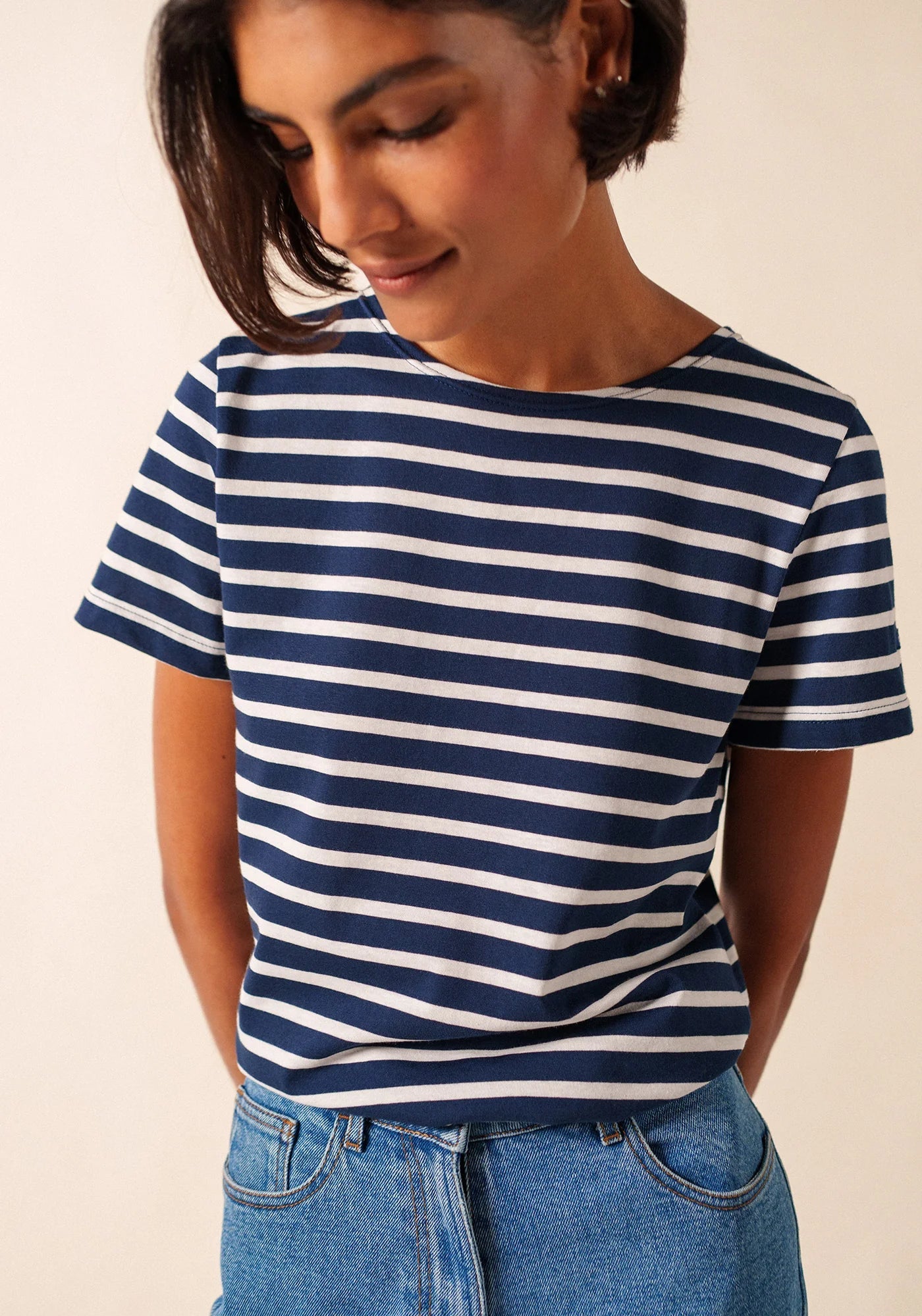 Saint James Dames Etrille | Bretonse Streep Shirt met Korte Mouw - Colorie the Hague