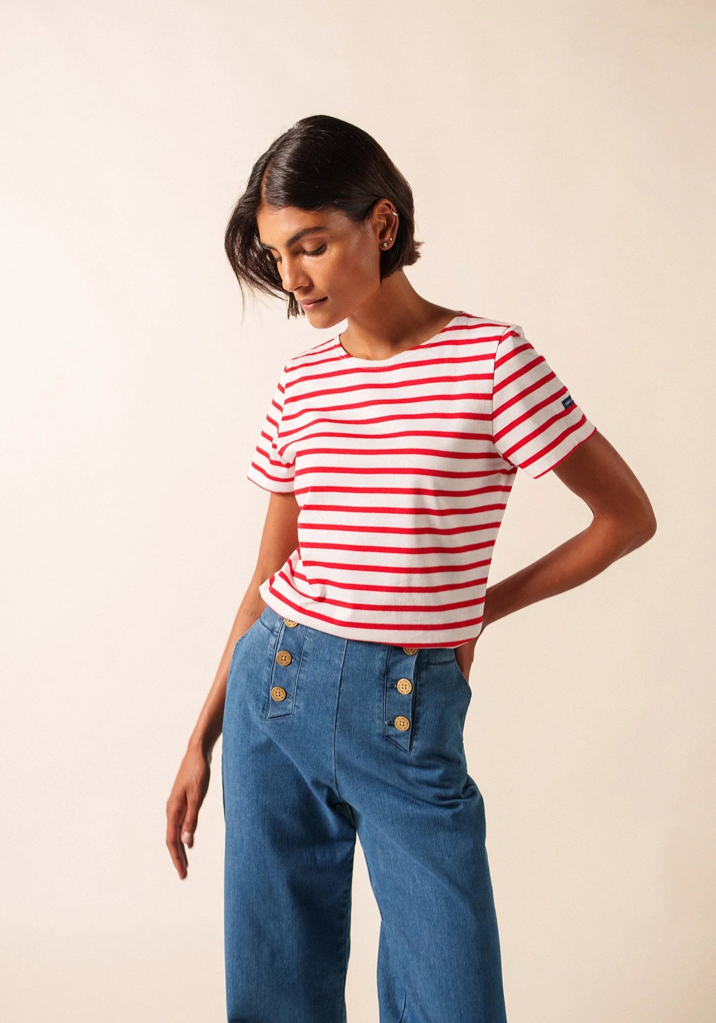 Saint James Dames Etrille | Bretonse Streep Shirt met Korte Mouw - Colorie the Hague