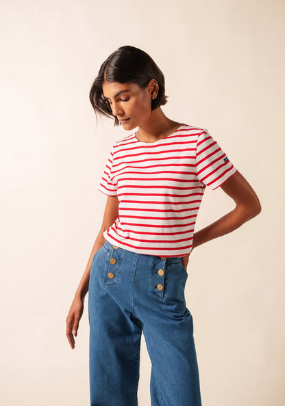Saint James Dames Etrille | Bretonse Streep Shirt met Korte Mouw - Colorie the Hague