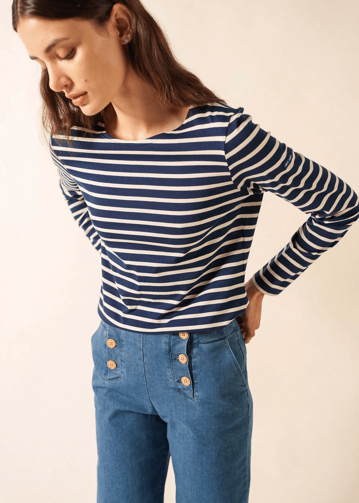 Saint James Minquidame | Bretonse Streep Shirt met Lange Mouw - Colorie the Hague