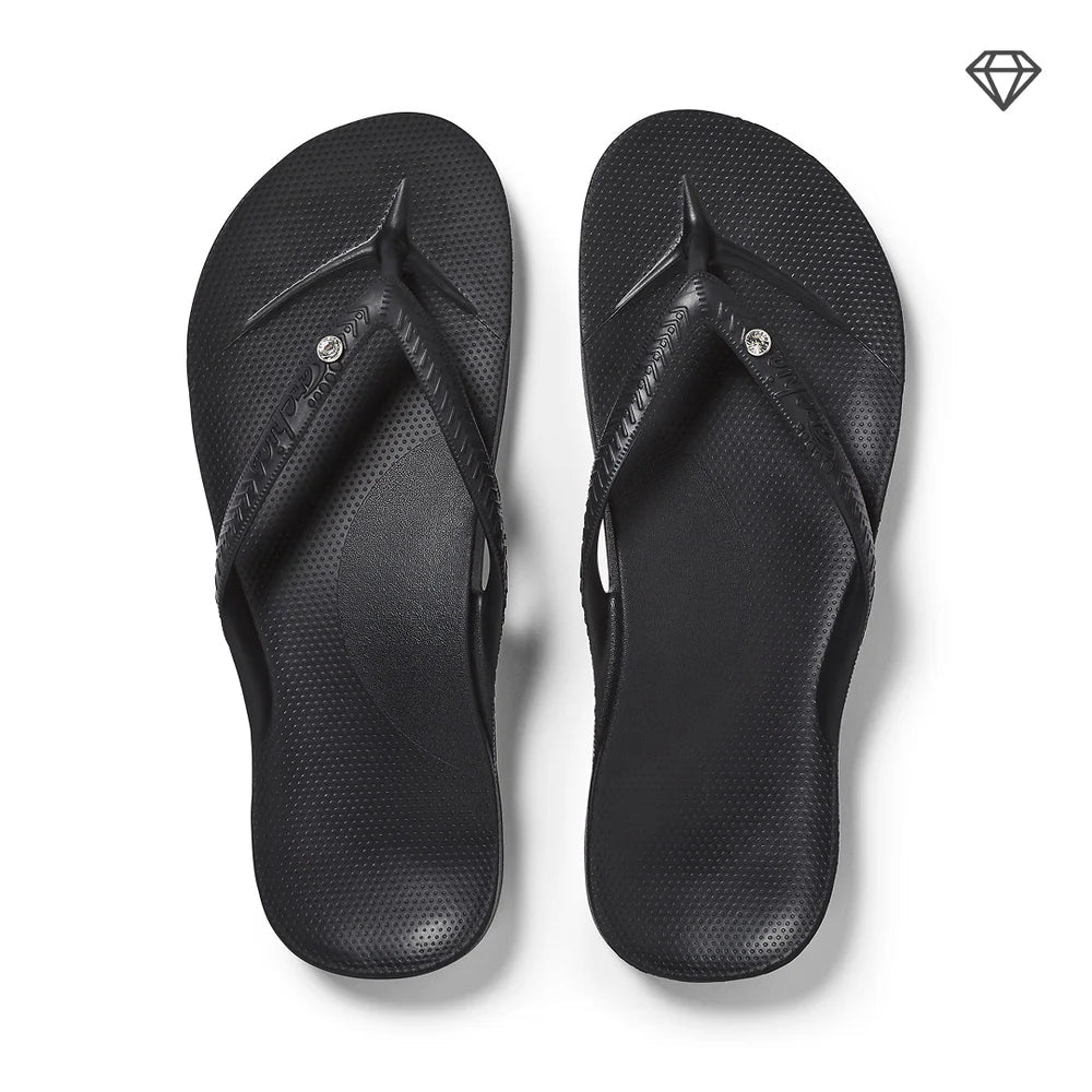 Slippers Met Voetbed | Zwart Met Steentje - Colorie the Hague