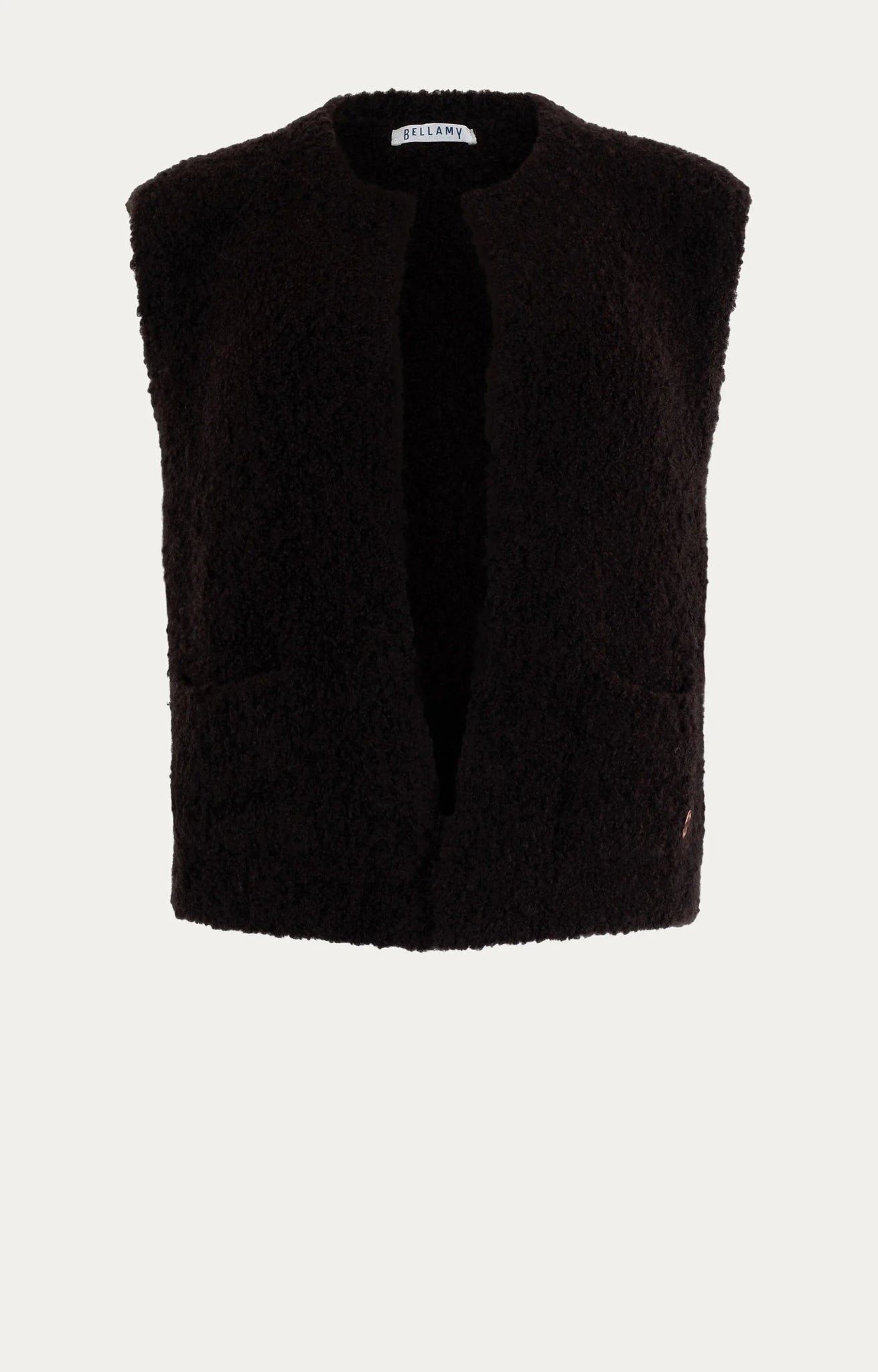 Wollen Gilet | Arisbe | Dark Brown Solid - Colorie the Hague