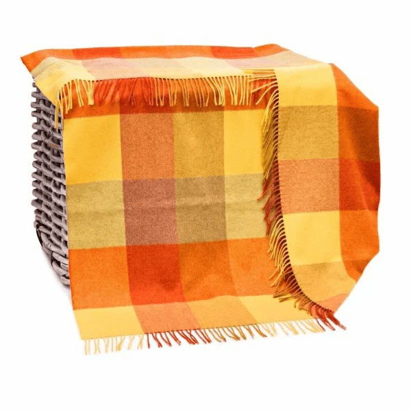 Wollen Plaid | Geel Oranje Patroon - Colorie