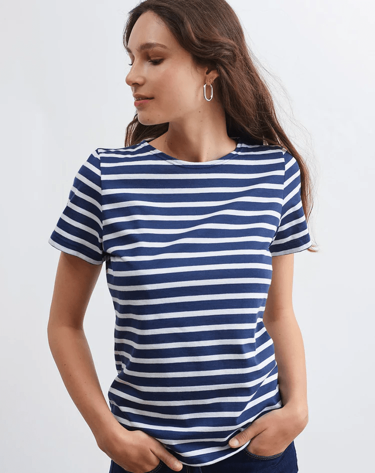 Etrille - korte mouw streepjes shirt dames - katoen - Tops & Blouses - Saint James - Colorie