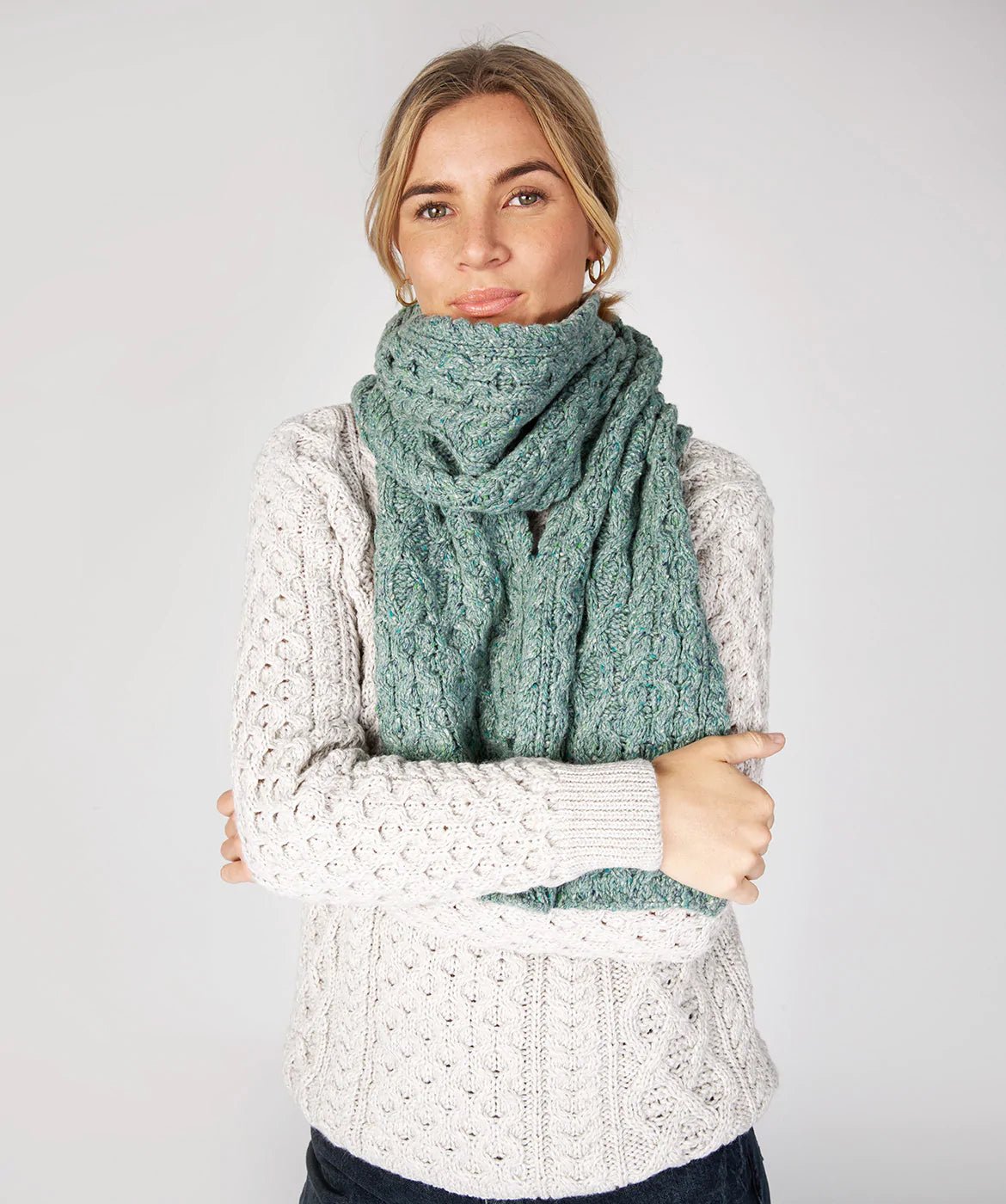 Luxe Aran Scarf Ocean Mist - Colorie